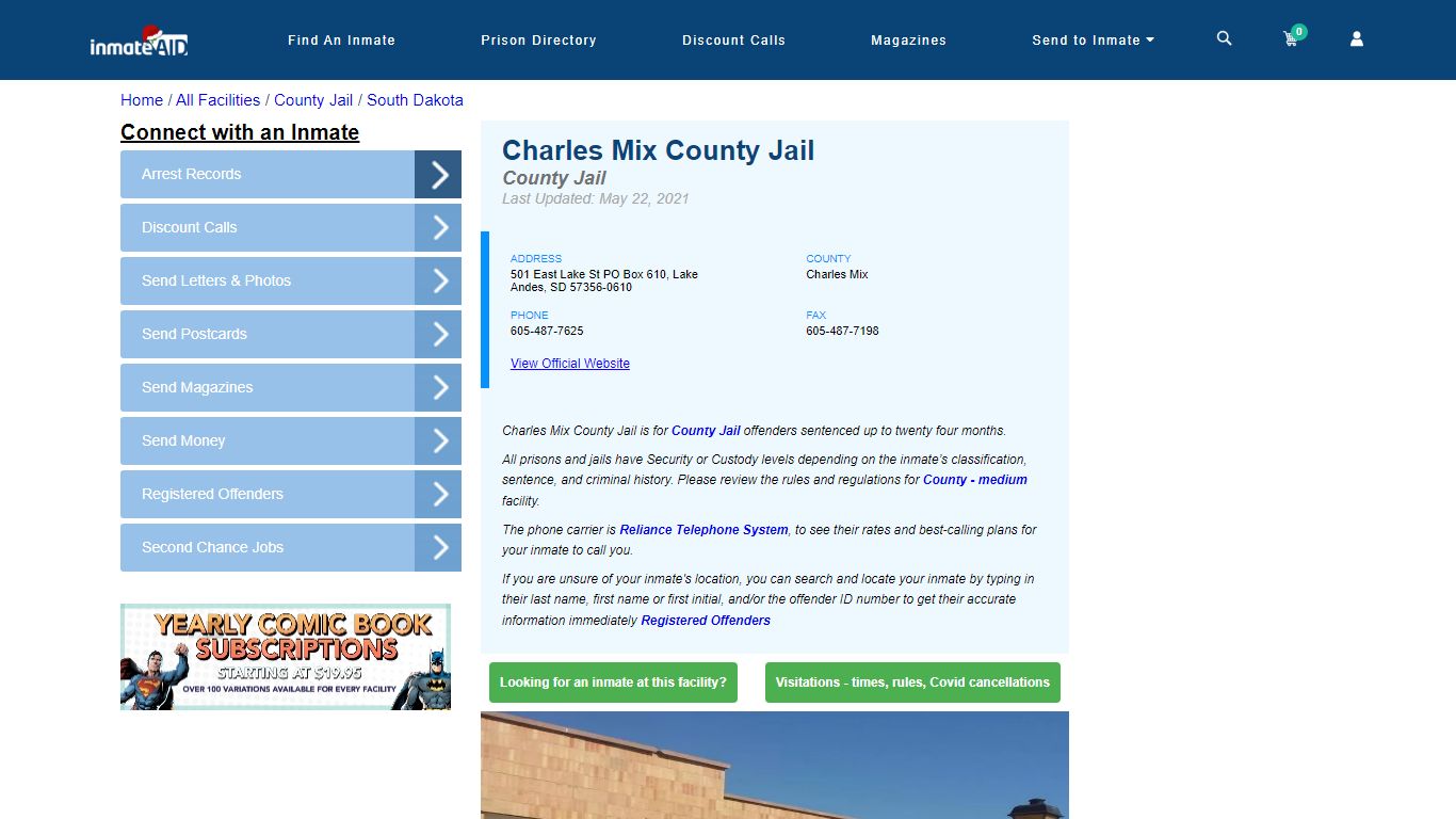 Charles Mix County Jail - Inmate Locator - Lake Andes, SD