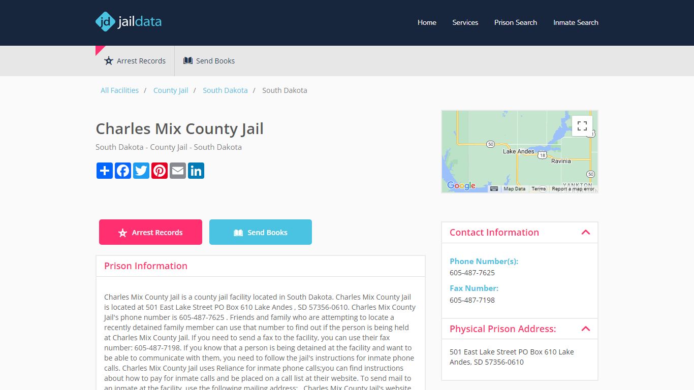 Charles Mix County Jail Inmate Search and Prisoner Info - Lake Andes, SD